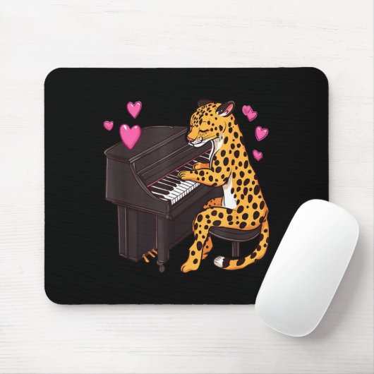 Leopard Playing Ano Valentines Day Funny Leopard  Mousepad (Mit Mouse)