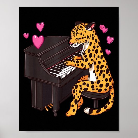 Leopard Playing Ano Valentines Day Funny Leopard Poster (Vorne)