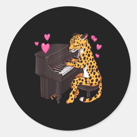 Leopard Playing Ano Valentines Day Funny Leopard  Runder Aufkleber (Vorderseite)