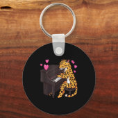 Leopard Playing Ano Valentines Day Funny Leopard Schlüsselanhänger (Vorderseite)