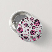 Leopard Polka Dot Black und Hot Pink Print Button (Vorne & Hinten)