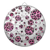 Leopard Polka Dot Black und Hot Pink Print Dartscheibe (vorne)