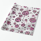 Leopard Polka Dot Black und Hot Pink Print Geschenkpapier (Ungerollt)