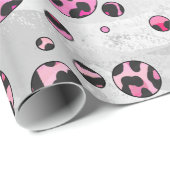 Leopard Polka Dot Black und Hot Pink Print Geschenkpapier (Rolleneckpunkt)