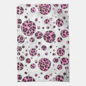 Leopard Polka Dot Black und Hot Pink Print Handtuch (Vertikal)