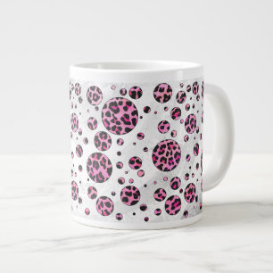 Leopard Polka Dot Black und Hot Pink Print Jumbo-Tasse