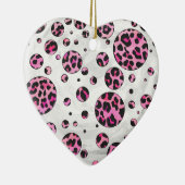 Leopard Polka Dot Black und Hot Pink Print Keramikornament (Rechts)