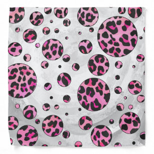 Leopard Polka Dot Black und Hot Pink Print Kopftuch