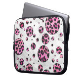 Leopard Polka Dot Black und Hot Pink Print Laptopschutzhülle (Vorderseite Links)