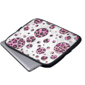 Leopard Polka Dot Black und Hot Pink Print Laptopschutzhülle (Vorne Knopf)