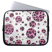 Leopard Polka Dot Black und Hot Pink Print Laptopschutzhülle (Vorderseite)