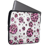 Leopard Polka Dot Black und Hot Pink Print Laptopschutzhülle (Vorne Rechts)