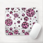 Leopard Polka Dot Black und Hot Pink Print Mousepad (Mit Mouse)