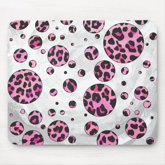 Leopard Polka Dot Black und Hot Pink Print Mousepad (Vorne)