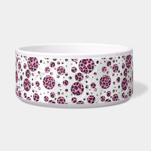 Leopard Polka Dot Black und Hot Pink Print Napf