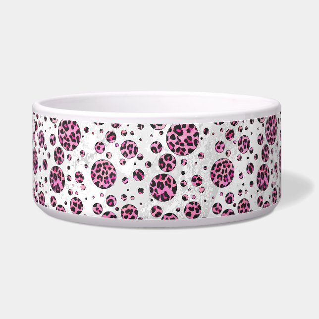 Leopard Polka Dot Black und Hot Pink Print Napf (Rechts)