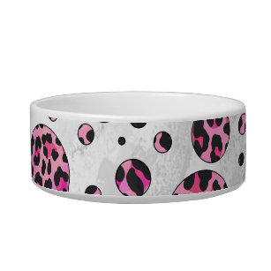 Leopard Polka Dot Black und Hot Pink Print Napf