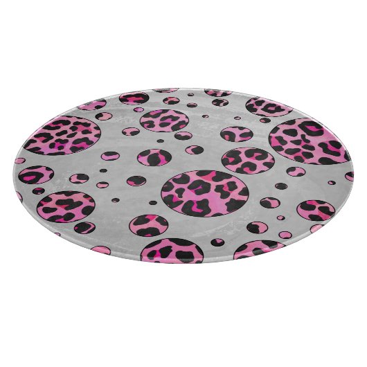 Leopard Polka Dot Black und Hot Pink Print Schneidebrett (Ecke)