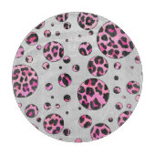 Leopard Polka Dot Black und Hot Pink Print Schneidebrett (Vorderseite)