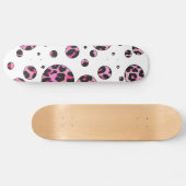 Leopard Polka Dot Black und Hot Pink Print Skateboard (Horizontal)