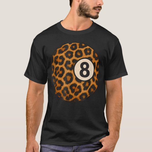 Leopard Pool Eight Ball Rustikal Western T-Shirt (Vorderseite)