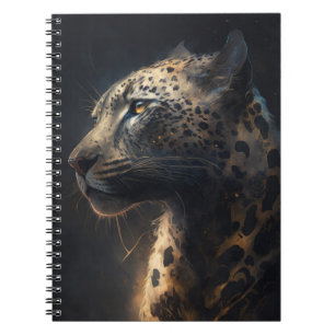 Leopard Portrait Animal Nature Dark Paint Notizblock