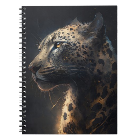 Leopard Portrait Animal Nature Dark Paint Notizblock (Vorderseite)