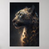 Leopard Portrait Animal Nature Dark Paint Poster (Vorne)