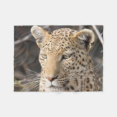 Leopard-Portrait Fleecedecke (Vorderseite (Horizontal))
