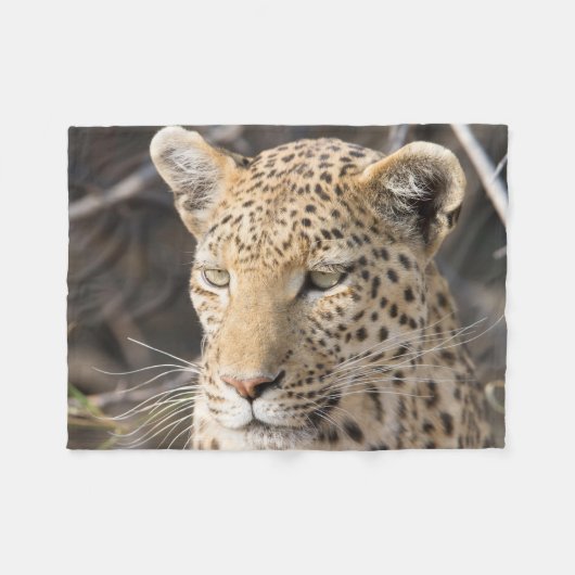 Leopard-Portrait Fleecedecke (Vorderseite (Horizontal))