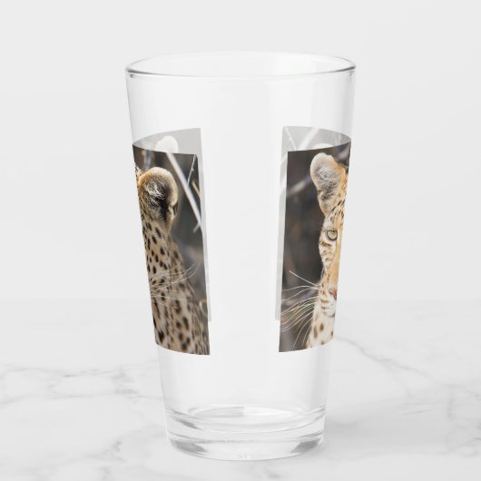 Leopard-Portrait-Foto Glas (Links)