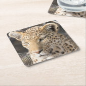 Leopard-Portrait-Foto Rechteckiger Pappuntersetzer (angewinkelt)