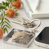 Leopard-Portrait-Foto Schlüsselanhänger (Vorderseite rechts)