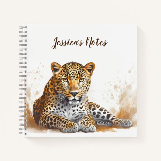 Leopard Portrait Personalisierter Name Notizblock (Vorderseite)