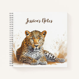 Leopard Portrait Personalisierter Name Notizblock