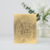 Leopard Portrait Vintage Postkarten (Stehend Vorderseite)