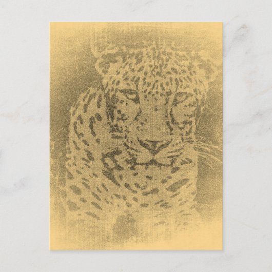 Leopard Portrait Vintage Postkarten (Vorderseite)