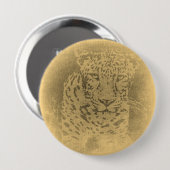 Leopard-Porträt-Vintager Knopf Button (Vorne & Hinten)