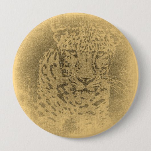 Leopard-Porträt-Vintager Knopf Button (Vorderseite)