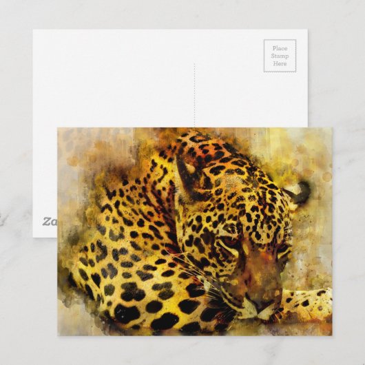 Leopard Postkarte (Vorne/Hinten)