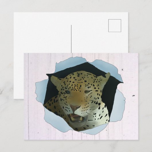 Leopard Postkarte (Vorne/Hinten)