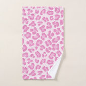 Leopard Preppy Pink Line Badhandtuch Set (Handtuch)