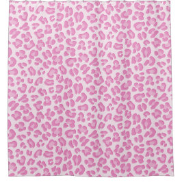 Leopard Preppy Pink Line Duschvorhang