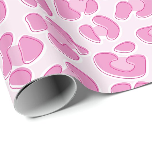 Leopard Preppy Pink Line Geschenkpapier (Rolleneckpunkt)