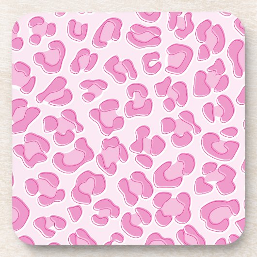 Leopard Preppy Pink Line Getränkeuntersetzer (Vorderseite)