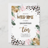 Leopard Print 10. Geburtstag Safari Jungle Party Einladung (Vorderseite)