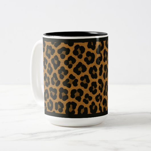 "LEOPARD PRINT" - 15 OZ. COFFEE MUG ZWEIFARBIGE TASSE (Vorderseite Links)