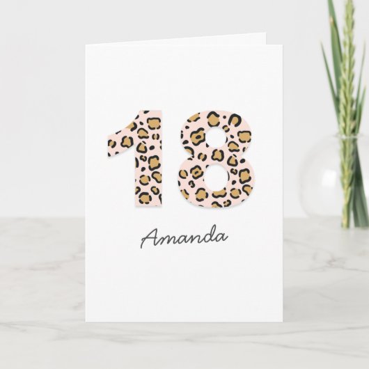 Leopard Print 18 | Moderner Niedlicher Name 18. Ge Karte (Vorderseite)