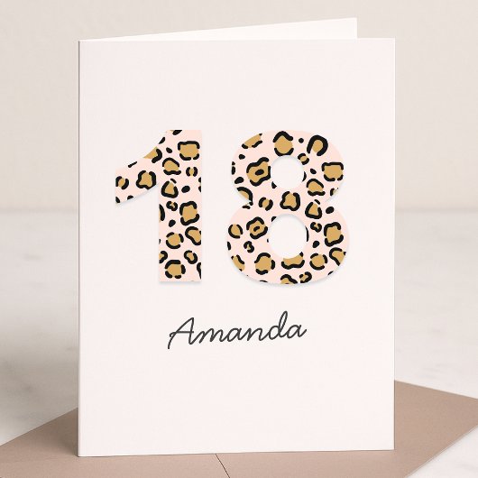 Leopard Print 18 | Moderner süßer Name 18. Geburts Karte