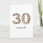 Leopard Print 30 | Modern Cute Name 30th Birthday Karte (Vorderseite)